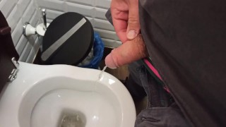 Peeing in a public toilet