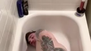 Tatted boy’s new dildo and first dildo DP attempt