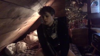 Thicc transgirl femboy teases w/ massage thingy
