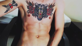 A cam guy is record while jerk off in a show