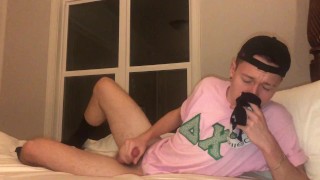 19 year old college frat boy Jesse Gold fingers his hairy hole