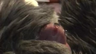 Cute fursuit bunny locked in chastity leaking