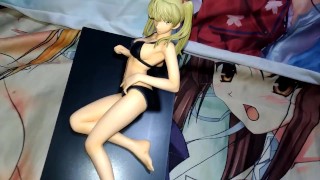 黒ビキニの金髪ツインテール美少女フィギュアぶっかけ顔射オナニー【キモオタク男の喘ぎ声あり】