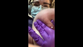 Huge Tit Nurse Manually Expresses Dripping Milk