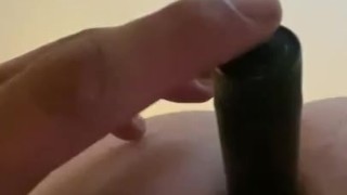 Dildo feeling good. Almost all the way in