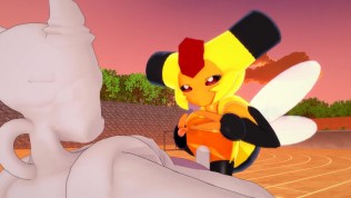 Pokemon – Vespiquen jerks Mewtwo – 3D Hentai