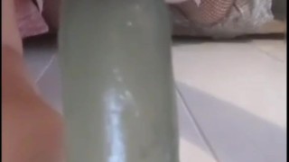 Masked dildo blowjob