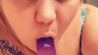 Amateur MILF sucks her toy