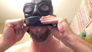locked in my studio gum mask with my piss my cum and my braces