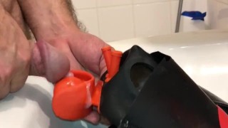 locked in my studio gum mask with my piss my cum and my braces