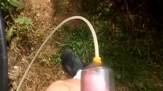 penis pumping outside