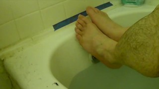 Guy Takes Hot Bath and Shows Off Feet