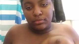 Playing with my big black boobs