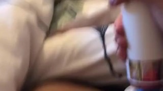 Making myself cum through my period panties before work