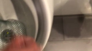 getting my DICK Hard at the PUBLIC URINAL