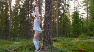 Outdoor Bondage with Diaper and Vibrator