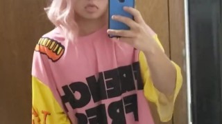 Cute asian femboy cums