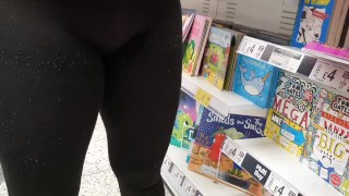 Candid See Through Leggings in a Shopping Mall - Thick Booty and Cameltoe View