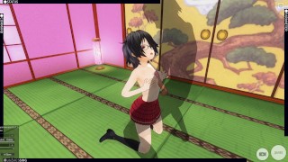 3D HENTAI schoolgirl jerks you off with her breasts, cum on face, AHEGAO