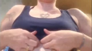 Tits flopping out! 