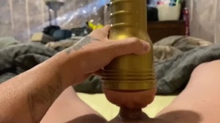 Male solo cumming so hard in fleshlight