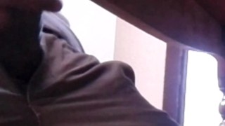 Horny guy caught masturbating before school