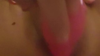 Chubby girl uses her toy with her wet juicy pussy