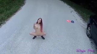 Skyla Pink voyeur slut wife stripping naked in public