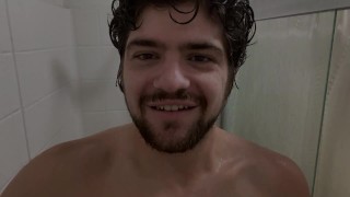 big pierced cut dick in the shower can't cum