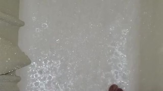 Gay Latino Chub Jacking off in Shower 