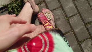 FIT TEEN SHOWS HAIRY LEGS AND PUSSY IN PUBLIC PLACE