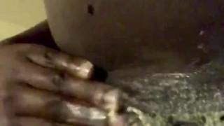 African bitch spreads butter on herself 