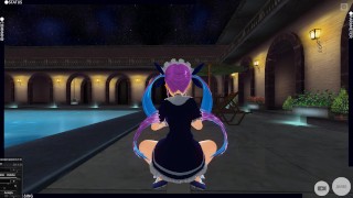 3D HENTAI trailer Minato Aqua rides a big dildo and does AHEGAO