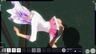 3D HENTAI fucked schoolgirl with a vibrator in the pool