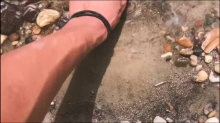 Fit Cutie Showing Off and Cumming by the River