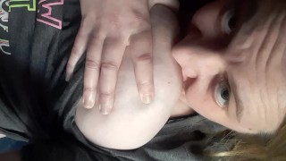 A quick nipple licking and sucking