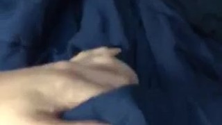 Teasing a hard cock before bedtime 