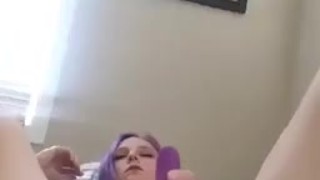 Purple hair babe on webcam 