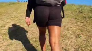 Sexy Girl Bending Over in Seethrough Shorts in a PUBLIC CAR PARK