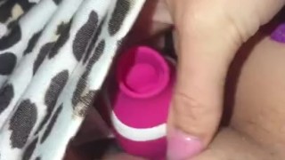 Teen slut gets new clit sucking toy 