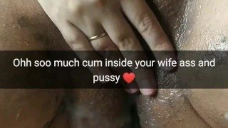 Wife enjoys all the cum around after messy fucking! [Cuckold. Snapchat]