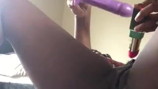 Thick Ebony Playing W/ Dildo & Squirting Everywhere
