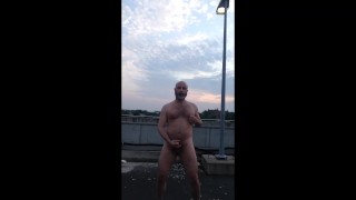 1ncandenza cums naked on a concrete overpass