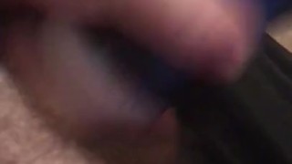 Flashlight stroking average white cock 