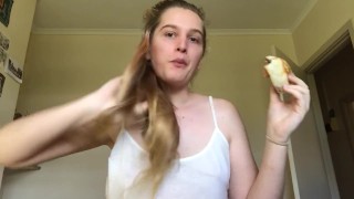 hot girl eats vegemite scroll