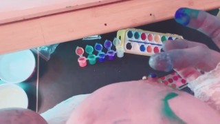 Painting pics with my tits ...time for art class y’all!