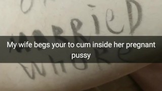 Please cum inside my wife tight pussy! Make her pregnant! [Cuckold. Snapchat]