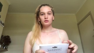 hot girl eats SPICEY salami