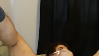 Playing with my anal plug(bunny tail)while milking my cock