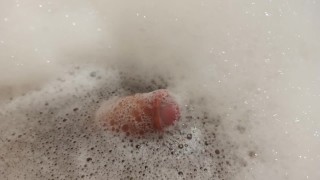 Playing with foam in bathtub and piss. I love to have a bath in my pee!